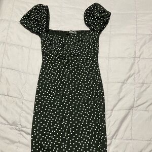 Missguided Black Puff Sleeve Midi Dress